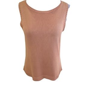 Lauren Ralph Lauren Light Peach Sleeveless Scoop Neck Silk Sweater PM